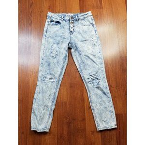 Refuge Skinny Leg Jeans Women's 4 x 26 Blue Light Stone Wash Mid Rise Distressed